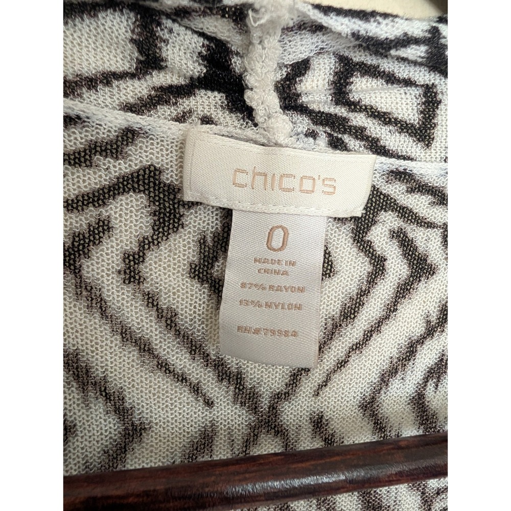 Chicos Aztec Print Open Front Cardigan Lightweight Multi Color Size 0 Small - Picture 3 of 5